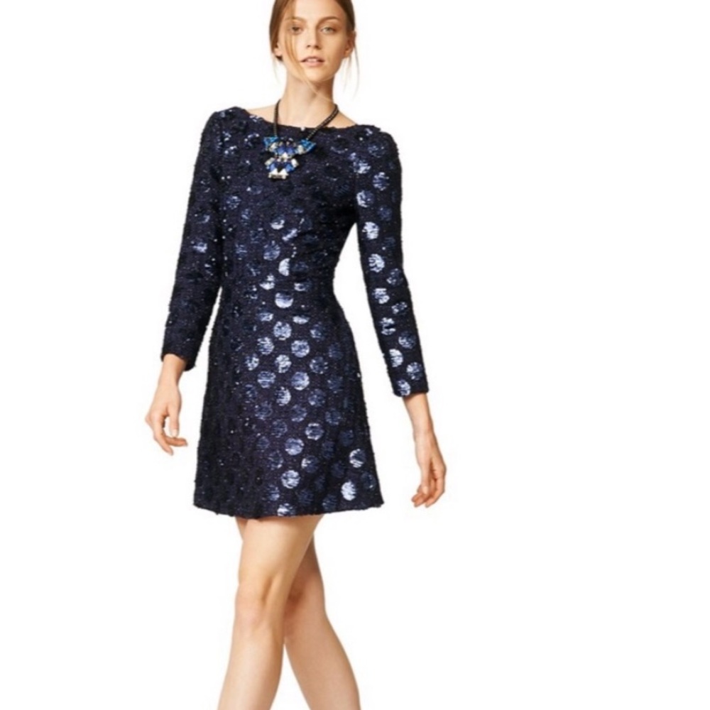 Jill Jill Stuart Sequin Boucle A-line Dress 0 Blue